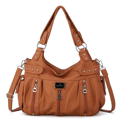 Damen-Schultertasche aus PU-Material Mit Großem Fassungsvermögen und Reißverschluss für Alltag und Freizeit