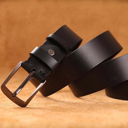 Herren Echtleder-Gürtel 3,8 cm Stiftschnalle Jeans Business Rindsleder Retro