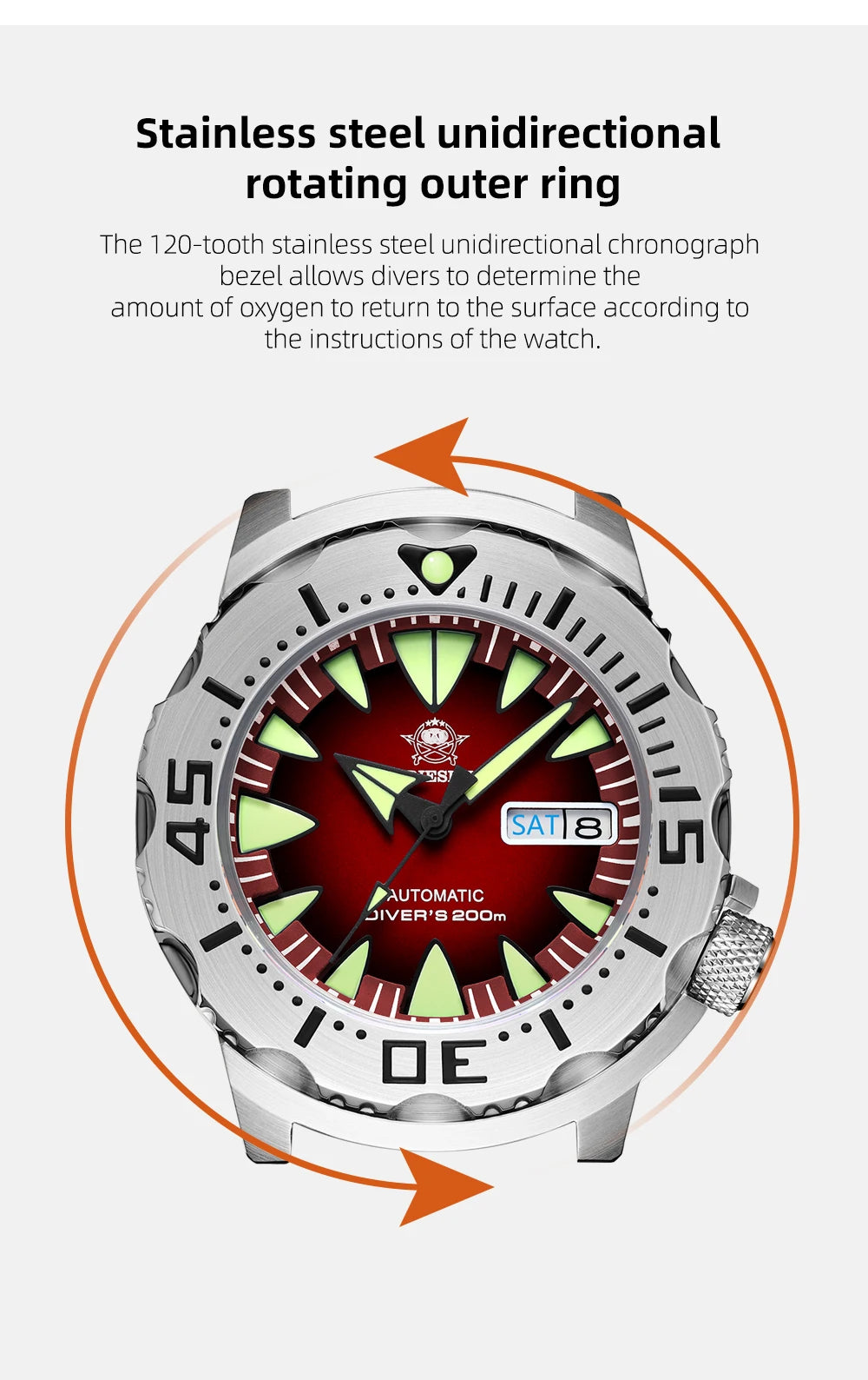 ADDIESDIVE AD2103 Men Monster Watch Luminous Sapphire Glass Blue Dial NH36 Diver 316L Stainless Steel Mechanical Watches