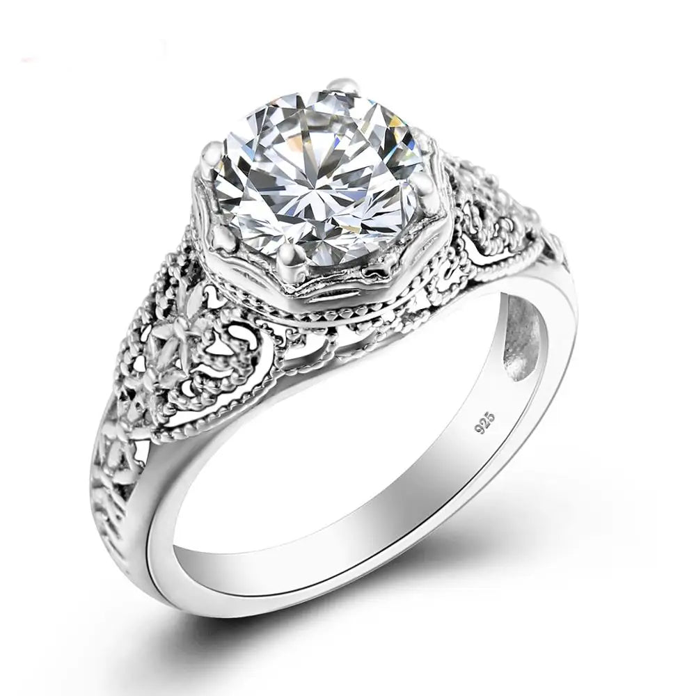 Damen-Ring aus 925er Sterling Silber mit Zirkonstein, Verlobungsring Schmuck für Alltag
