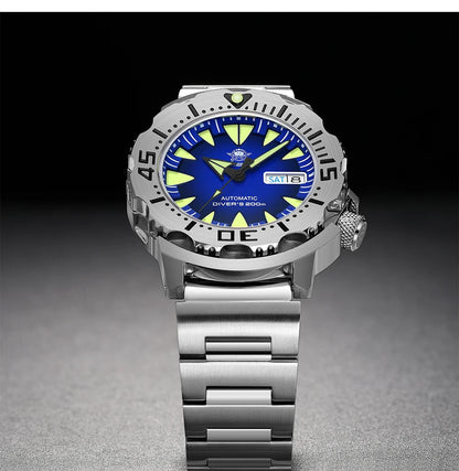 ADDIESDIVE AD2103 Men Monster Watch Luminous Sapphire Glass Blue Dial NH36 Diver 316L Stainless Steel Mechanical Watches