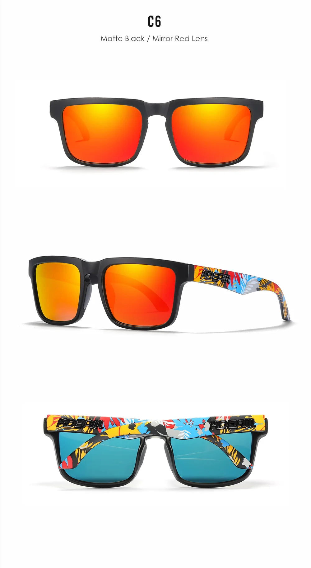 Sonnenbrille quadratisch polarisiert Angeln Lifestyle Spiegel Hartbox Unisex