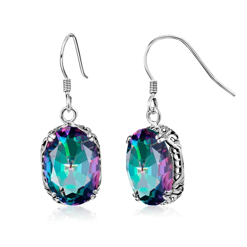 Damen-Ohrhänger aus 925er Sterling Silber mit Regenbogen-Mystic-Topas für Glanz und Eleganz