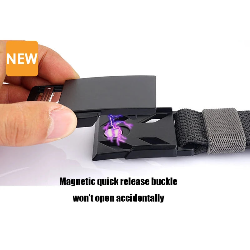 Unisex-Gürtel Mit Magnet-Schnalle 3,4 cm Breite Elastisch Für Outdoor Alltagsaktivitäten Wandern Reisen