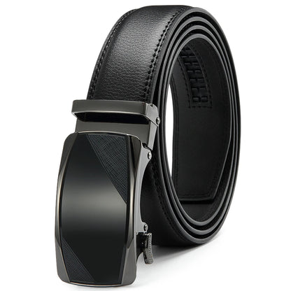 Herren Echtleder-Gürtel Luxus 3,5 cm Automatik-Schnalle Rindsleder Verstellbar