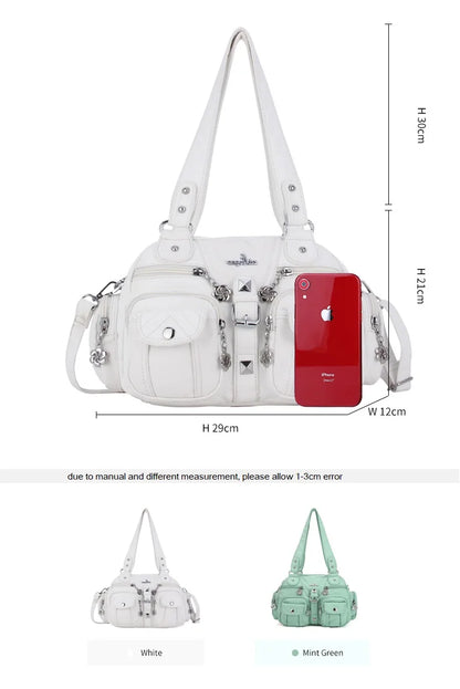 Damen-Schultertasche Aus PU-Leder Mit Mehrfachfächern Praktisch Und Elegant Vintage-Stil