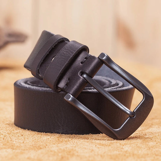 Herren Echtleder-Gürtel Erste Schicht Rindsleder Retro Stiftschnalle Designer Casual