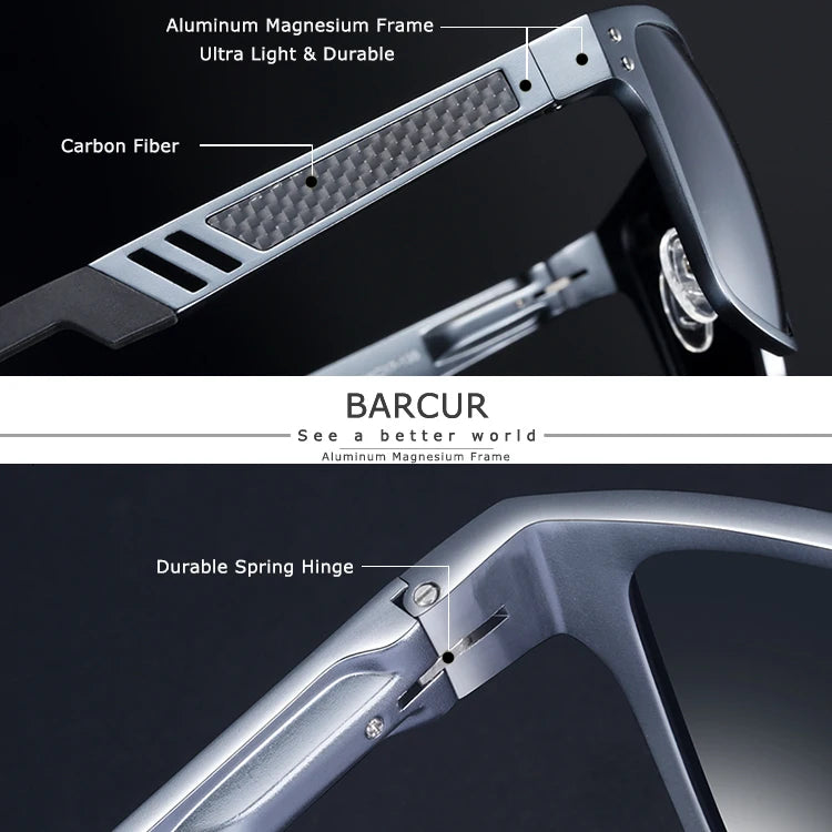 Sonnenbrille Al-Mg quadratisch polarisiert Spiegel Sport Herren Damen