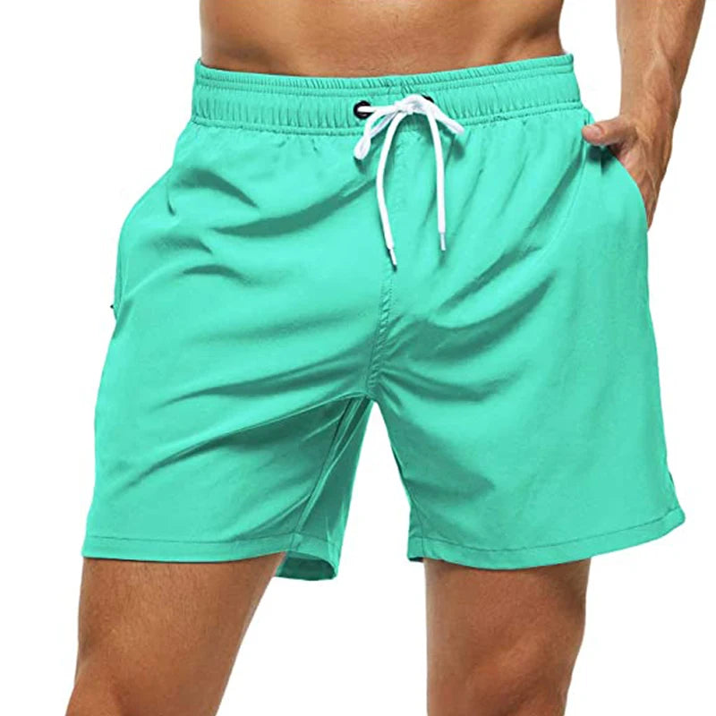Herren-Badeshorts mit Farbverlauf, schnelltrocknend, mit Reißverschlusstaschen und Mesh-Futter – modische Schwimmshorts für den Strand