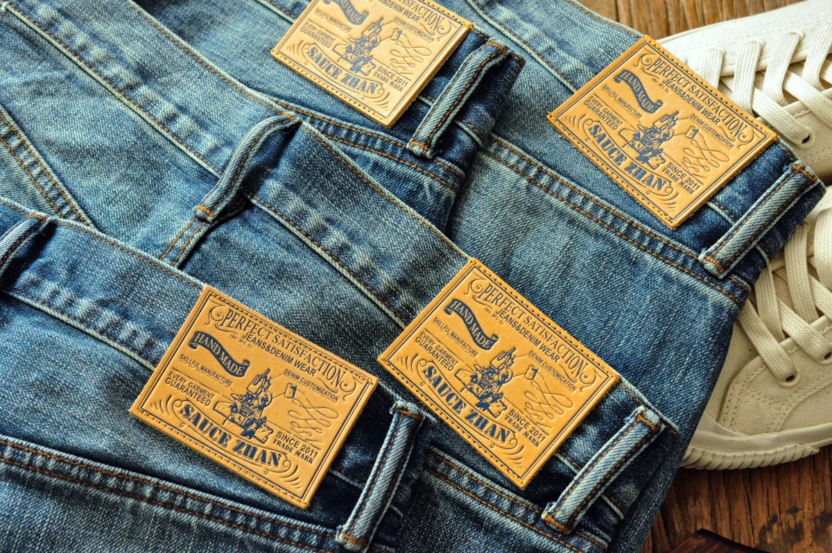 Herren Jeans im Used-Look mit Schnurrbart-Effekt aus Selvedge-Denim