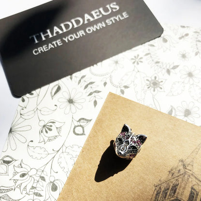 Damen-Charm-Anhänger Fuchs Karma Perlen Vintage aus Sterlingsilber