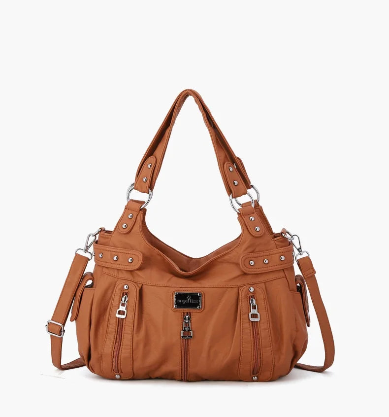 Damen-Schultertasche aus PU-Material Mit Großem Fassungsvermögen und Reißverschluss für Alltag und Freizeit