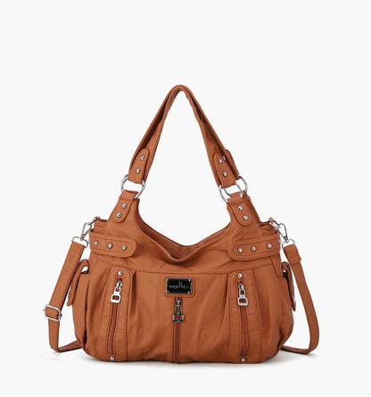 Damen-Schultertasche aus PU-Material Mit Großem Fassungsvermögen und Reißverschluss für Alltag und Freizeit