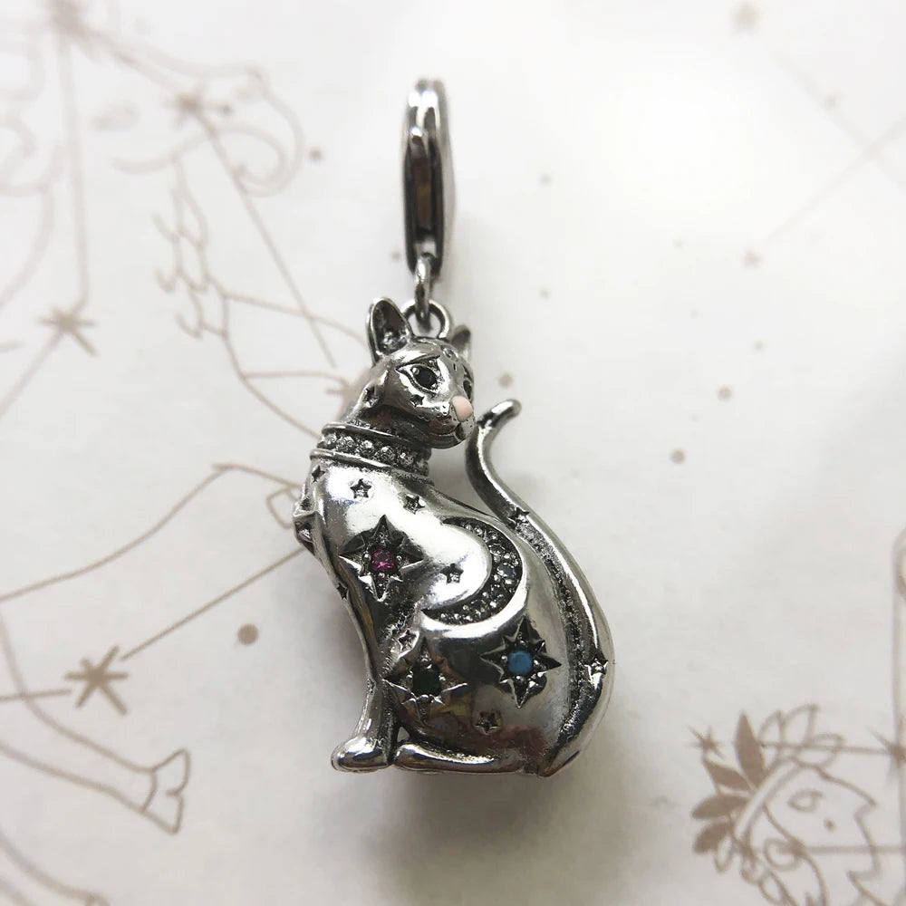 Damen-Charm-Anhänger Magic Cat Sternzeichen Glück aus Sterlingsilber