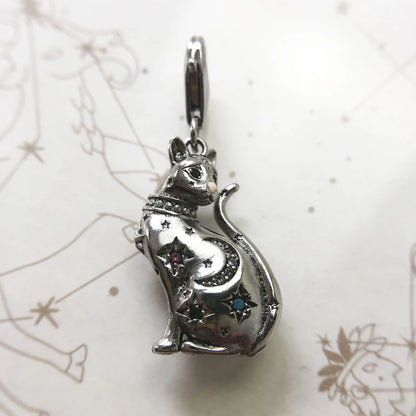Damen-Charm-Anhänger Magic Cat Sternzeichen Glück aus Sterlingsilber