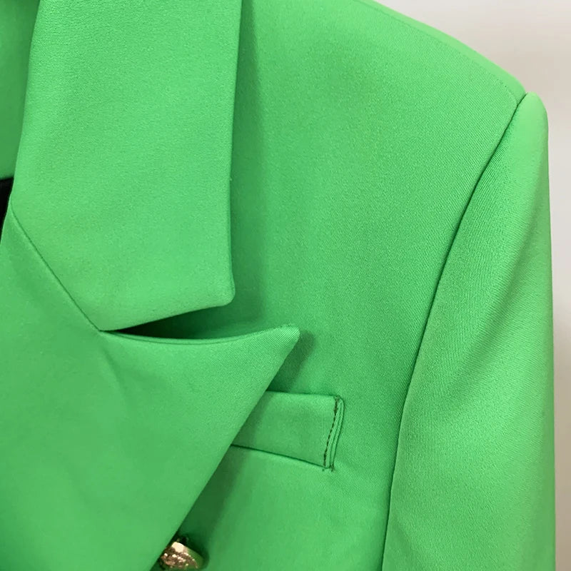 Damen-Blazer Slim barock doppelreihig Löwenknopf Apfelgrün