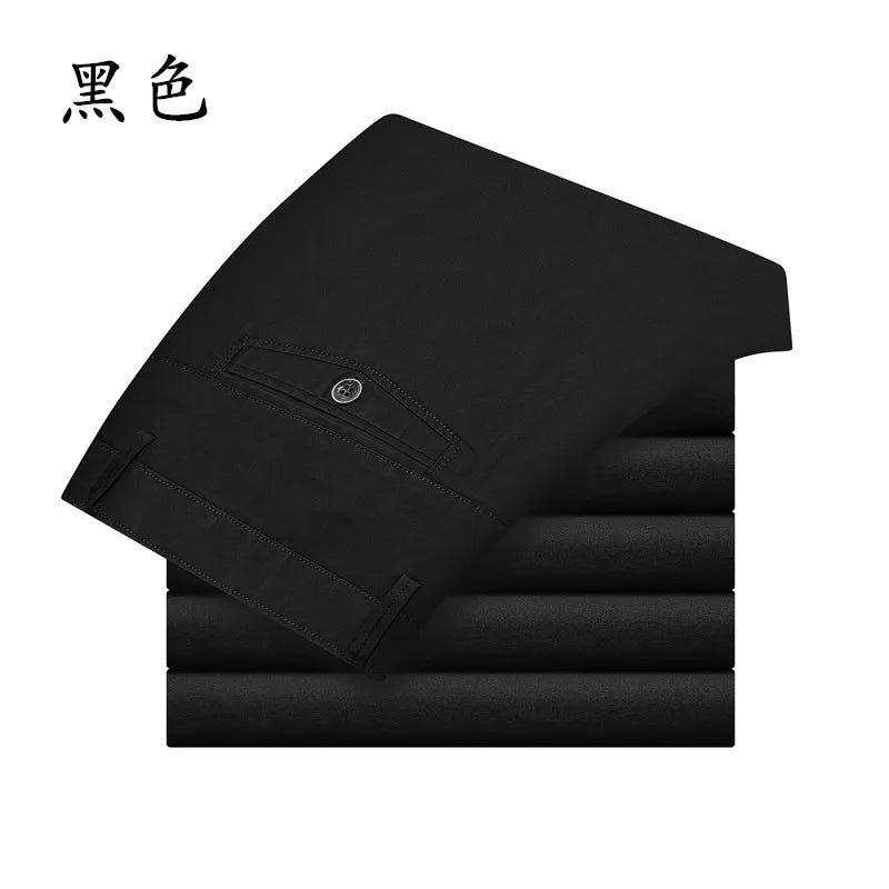 Herren Smart-Casual Hose aus leichtem Twill, gerader Schnitt, schwarz
