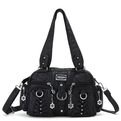 Damen-Satchel-Handtasche Aus PU-Leder Mit Top-Handle Und Mehrfachen Taschen Für Vielseitige Aufbewahrung