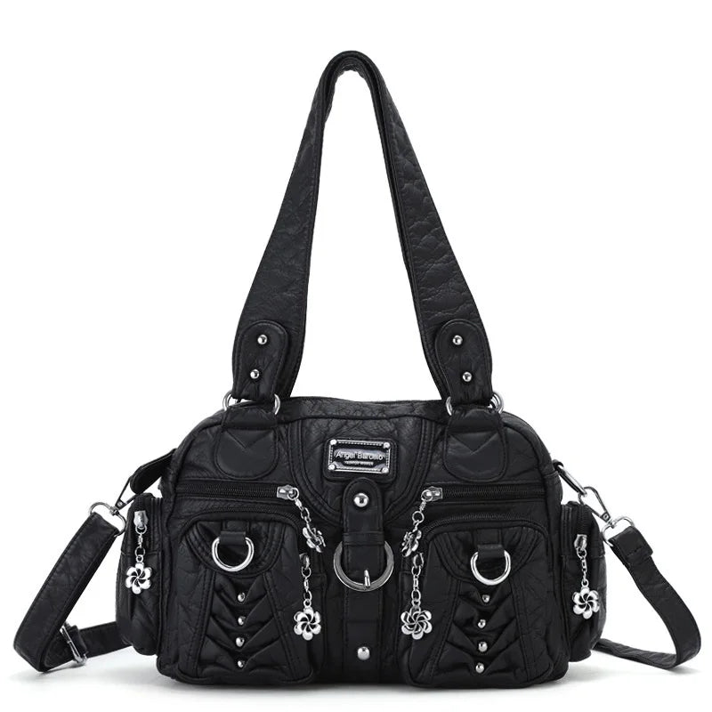 Damen-Satchel-Handtasche aus PU-Leder mit Reißverschluss und viel Stauraum für Alltag und Freizeit