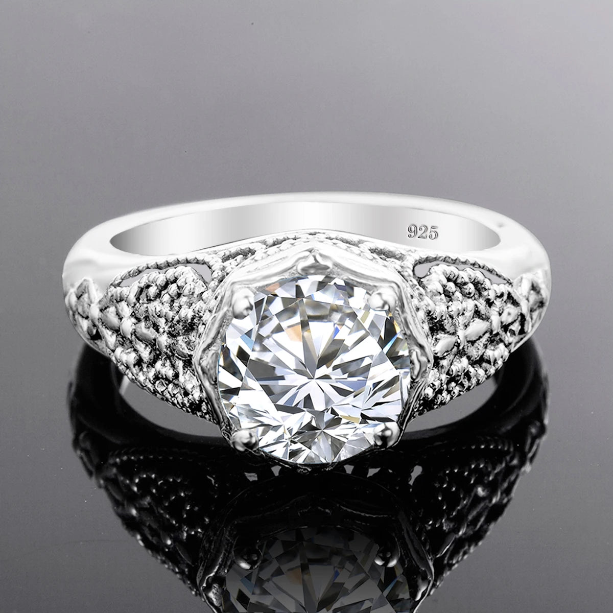 Damen-Ring aus 925er Sterling Silber mit Zirkonstein, Verlobungsring Schmuck für Alltag