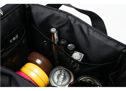 Damen Kosmetiktasche Großes Fassungsvermögen Aus Robuster Oxford-Gewebe Für Reisen Und Alltag Schwarz