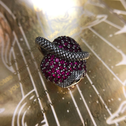 Damen-Charm-Anhänger Schlange Herz Liebe Vintage aus Sterlingsilber