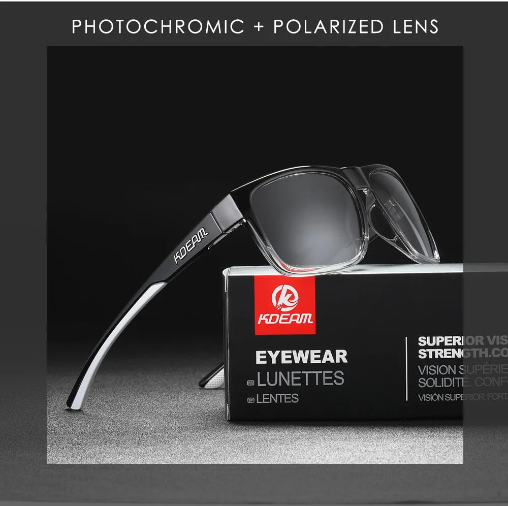 Sonnenbrille quadratisch photochrom polarisiert UV400 Wandern Camping Unisex