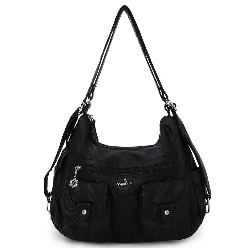 Damen-Schultertasche Aus Weichem PU-Lederimitat Mit Innenfach Und Reißverschluss Alltag Und Shopping