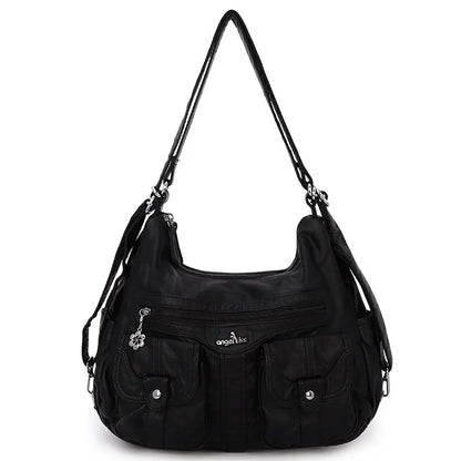 Damen-Schultertasche Aus Weichem PU-Lederimitat Mit Innenfach Und Reißverschluss Alltag Und Shopping