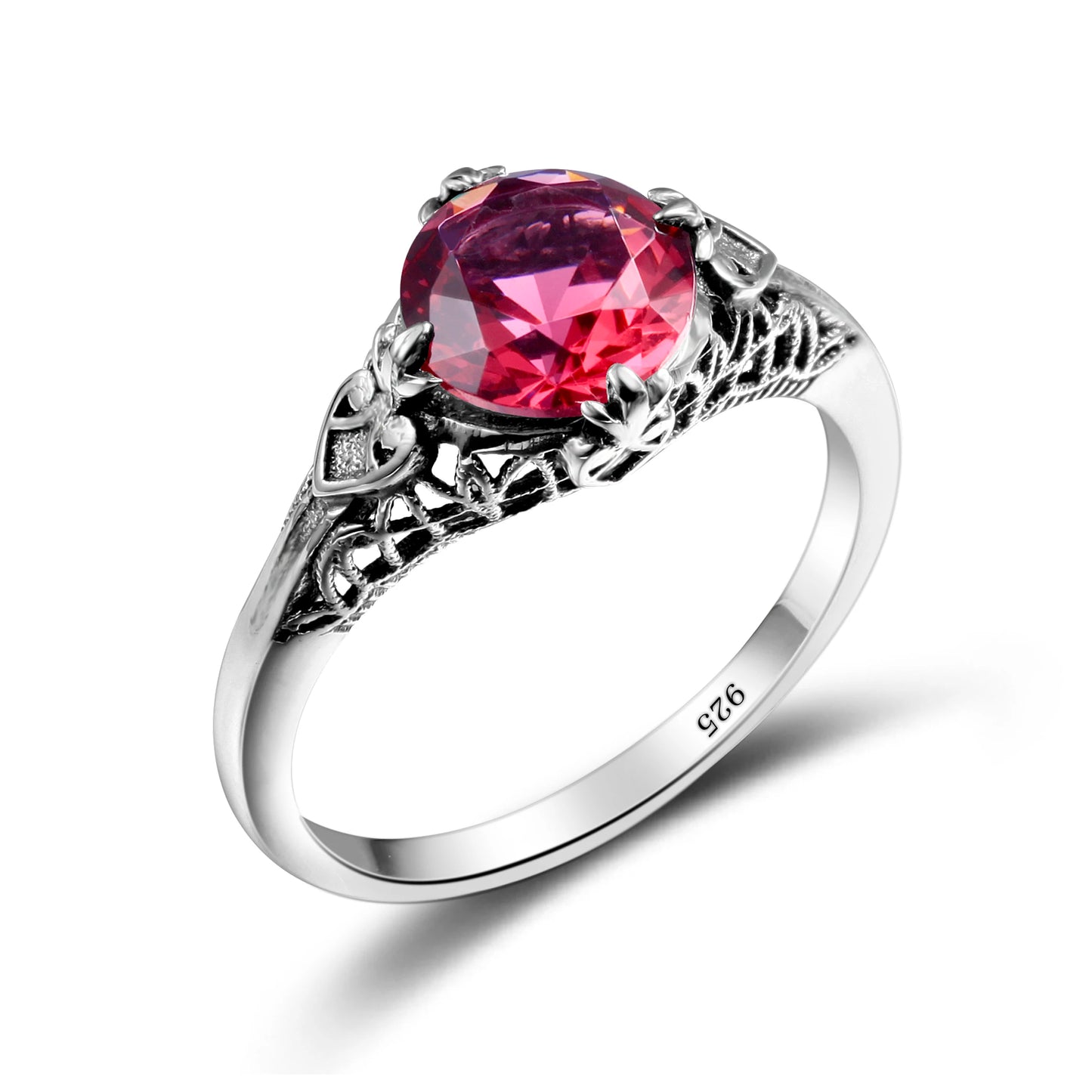 Damen-Ring Aus Sterlingsilber Mit Amethyst Stein Und Vintage-Design Echtschmuck Schmuckstück