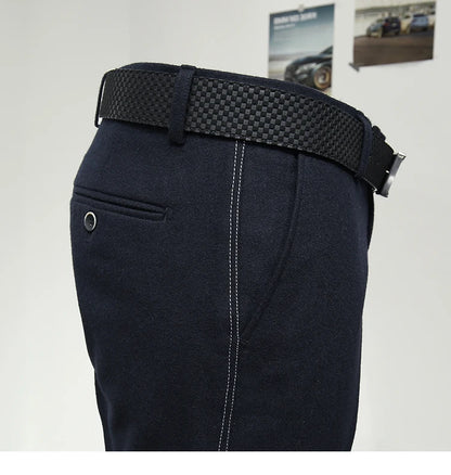 50% Wolle Männer Lange Anzüge Hosen Slim Fit Tiefblau Mode Hochzeit Bräutigam Tragen Herbst Frühling Büro Täglichen Hosen Mode Korea