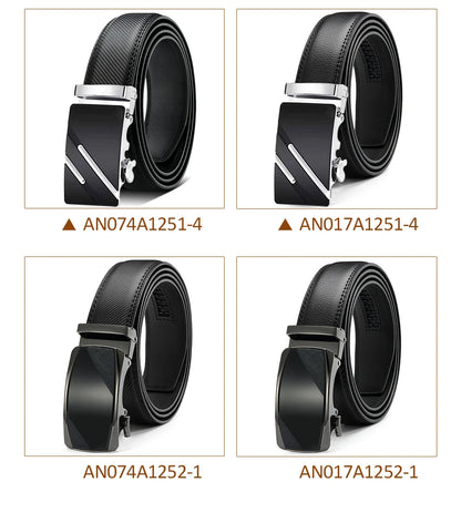 Herren Echtleder-Gürtel Luxus 3,5 cm Automatik-Schnalle Rindsleder Verstellbar
