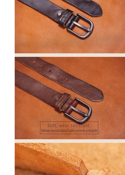 Herren Premium Echtleder-Gürtel Vintage Stiftschnalle Casual 3,8 cm Rindsleder