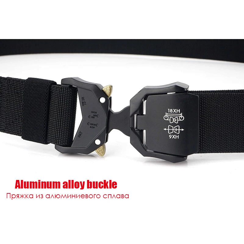 Herren-Gürtel mit 3,8 cm Breite aus Elastischem Material mit Schnellverschluss aus Aluminium für Militärlook