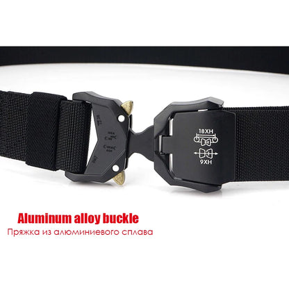 Herren-Gürtel mit 3,8 cm Breite aus Elastischem Material mit Schnellverschluss aus Aluminium für Militärlook