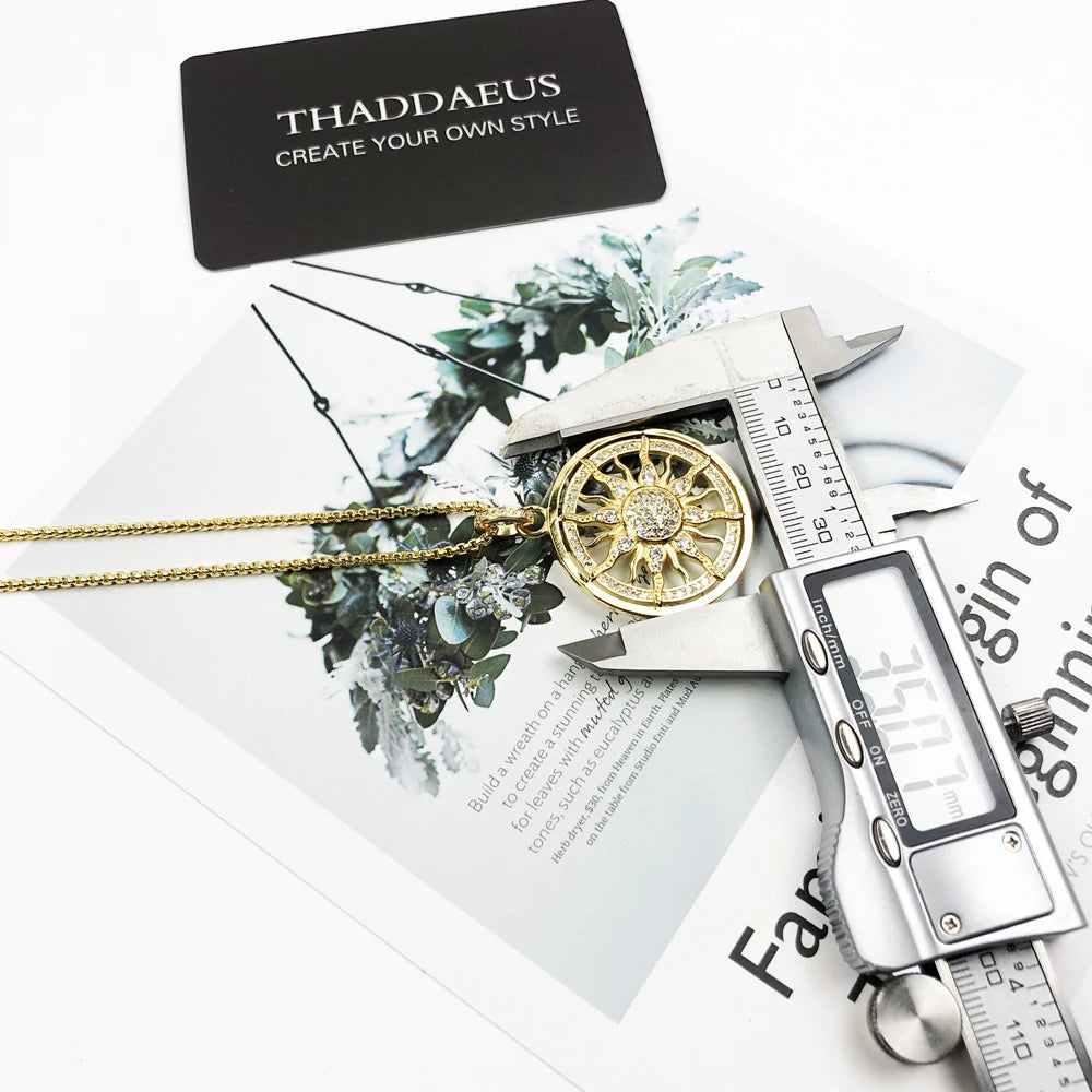 Damen-Halskette Sonne Gliederkette ethnisch golden aus Sterlingsilber