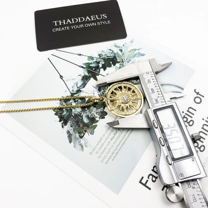 Damen-Halskette Sonne Gliederkette ethnisch golden aus Sterlingsilber