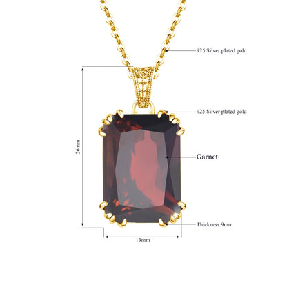 Damen-Halskette Granat-Anhänger in Goldfarbene Optik aus 925er Silber für Hochzeit und Festliche Anlässe