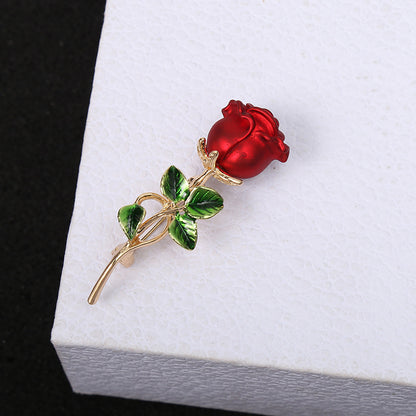 Brosche Rose Blume elegant Emaille Sommer Valentinstag Geschenk Damen
