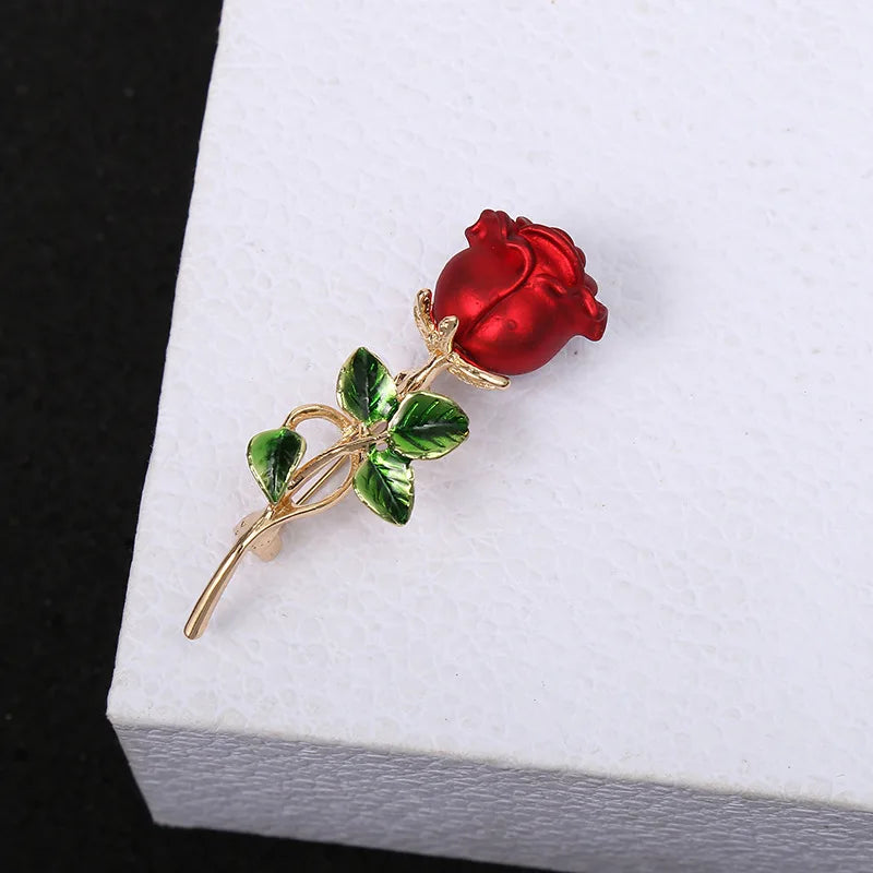 Brosche Rose Blume elegant Emaille Sommer Valentinstag Geschenk Damen