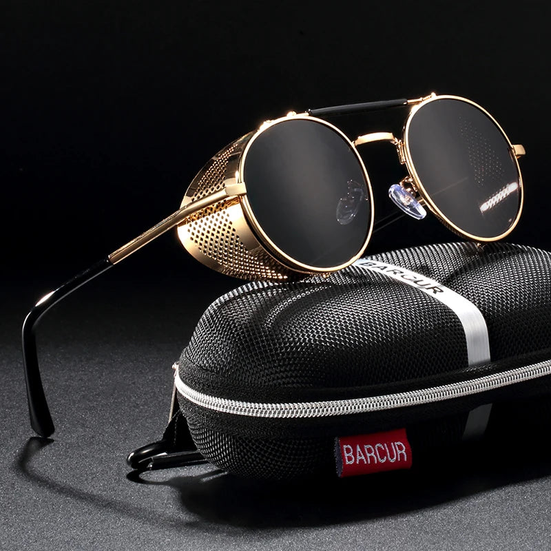 Sonnenbrille Steampunk rund polarisiert UV400 Vintage Herren Damen