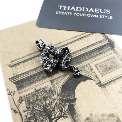 Damen-Charm-Anhänger Drache schwarz Rebel aus Sterlingsilber