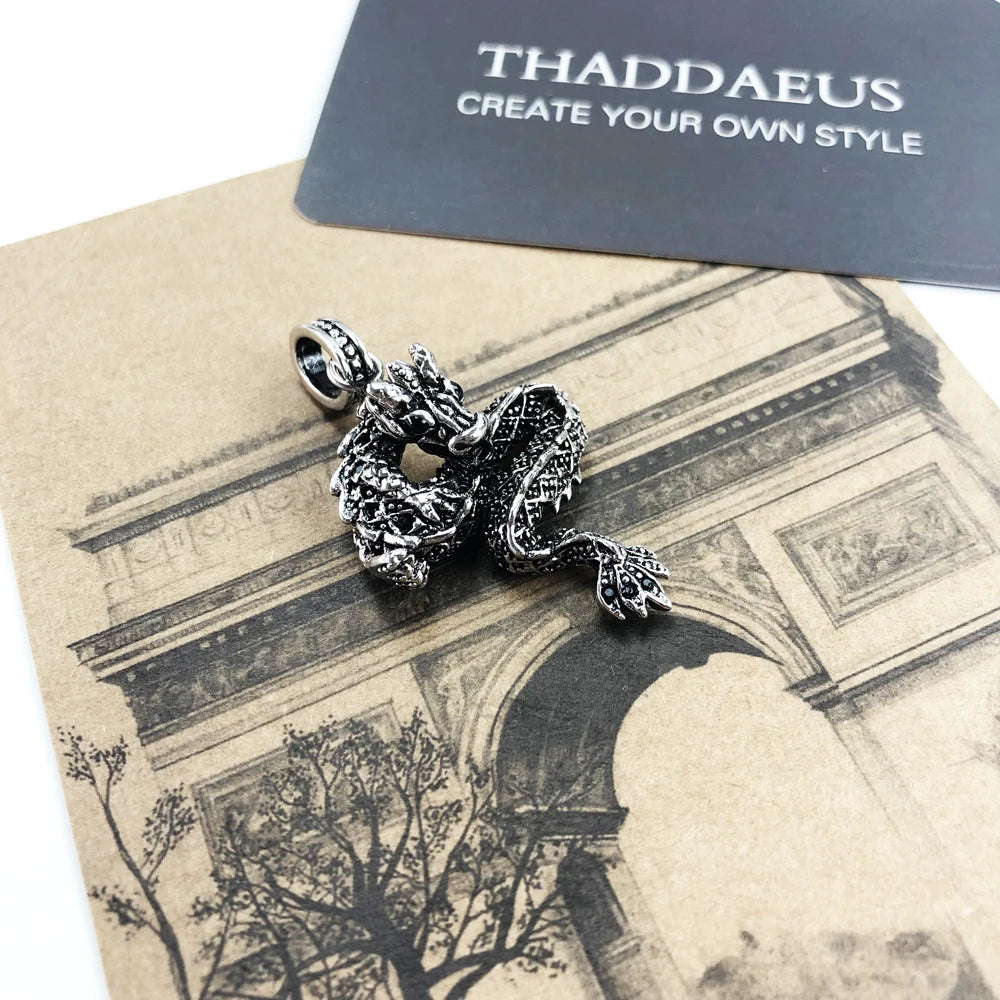 Damen-Charm-Anhänger Drache schwarz Rebel II aus Sterlingsilber