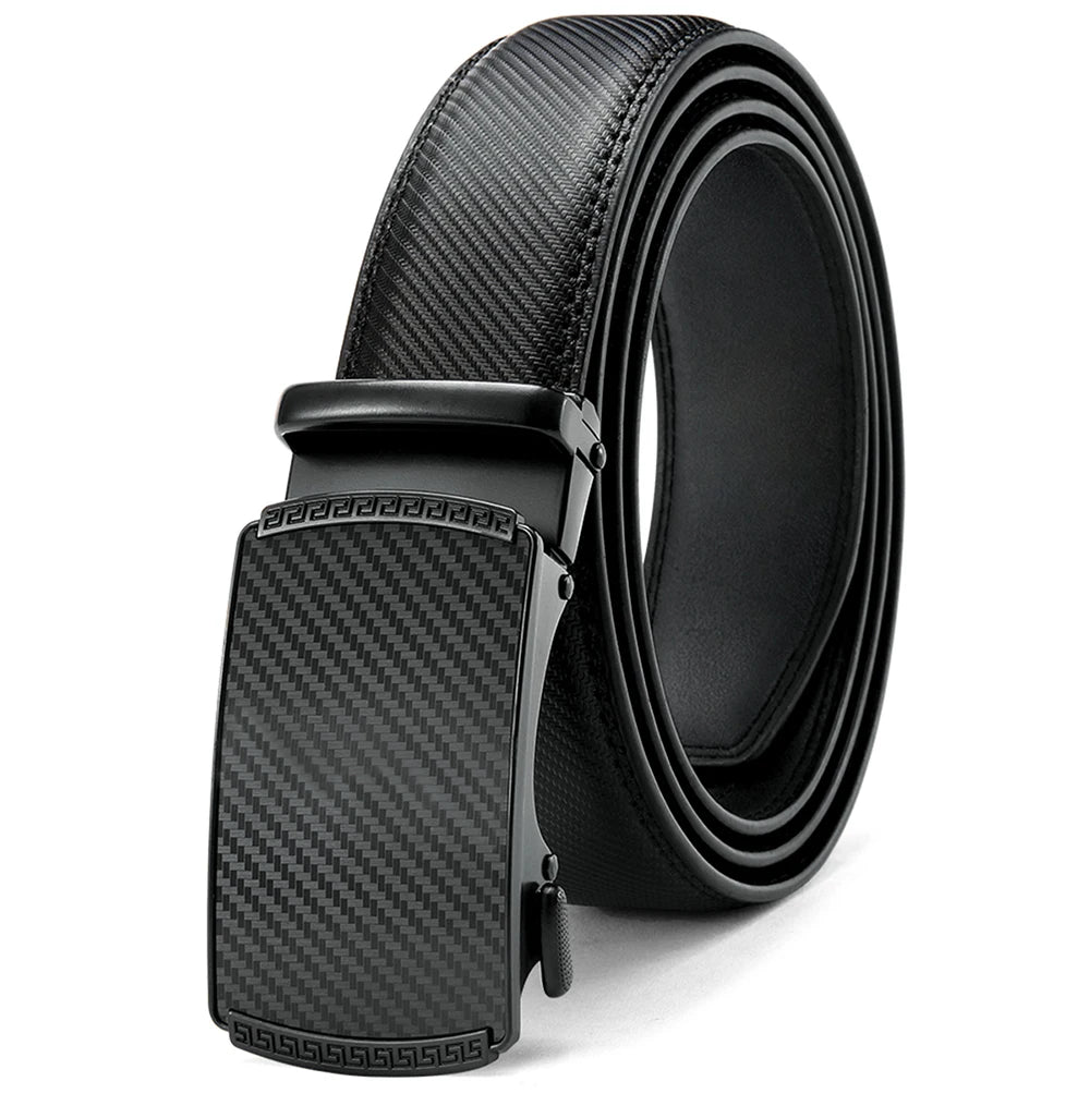 Herren Echtleder-Gürtel Luxus 3,5 cm Automatik-Schnalle Rindsleder Verstellbar