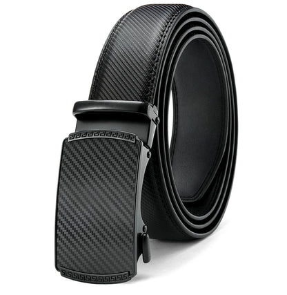 Herren Echtleder-Gürtel Luxus 3,5 cm Automatik-Schnalle Rindsleder Verstellbar