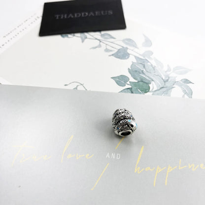 Damen-Charm-Anhänger blaue Schlange Perlen ethnisch Karma aus Sterlingsilber