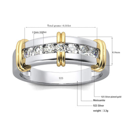 Damen-Ring aus Moissanit, 2,3 mm Rundschliff, Ehering aus 925er Silber Schmuckstück