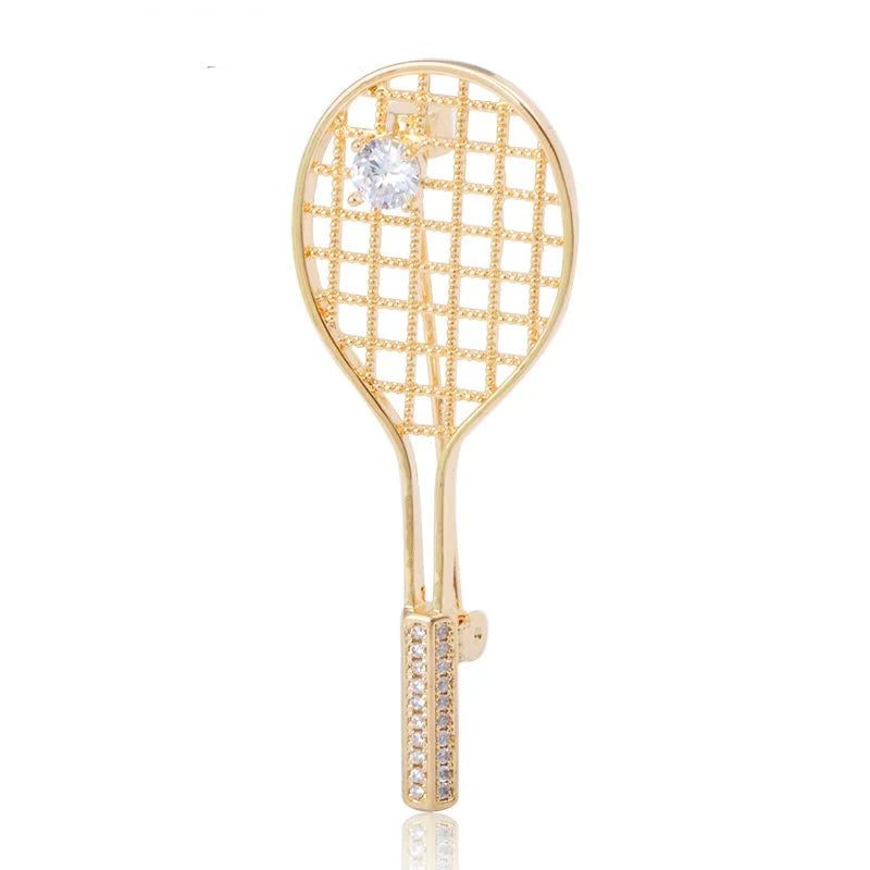 Brosche Badminton Schläger Kupfer Zirkon Sport Mode Damen