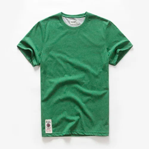 Herren-T-Shirt in Dunkelgrün mit Rundhalsausschnitt, kurzarm, aus Baumwolle