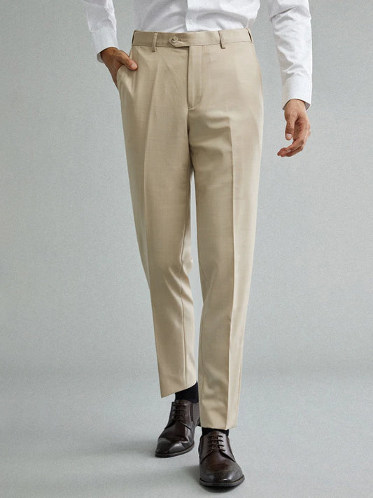 Herrenanzüge aus 65 % Wolle, Khaki, lässig, schmal, Übergröße 42, Hochzeit, Bräutigam, Freizeitkleidung, Business-Mann-Hose
